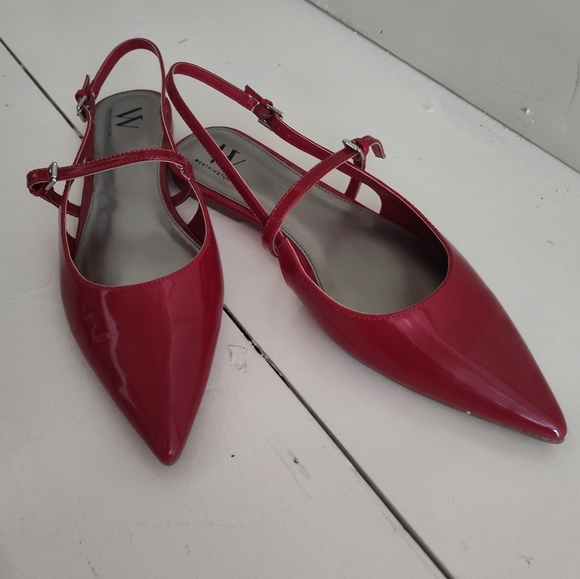 Worthington Women's Dark Red Patent Leather Pointed Toe Flats | Sz 9-1/2 - Picture 1 of 11
